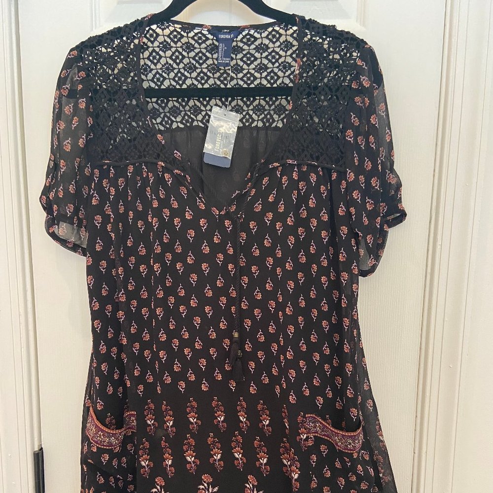 Forever 21 Black Print Dress/Top